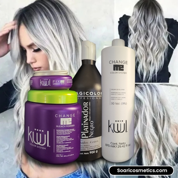KUUL Change Me Powder & Developer MAGICOLOR PLATINUM PURPLE SHAMPOO Kuul Wax KIT - Picture 1 of 1